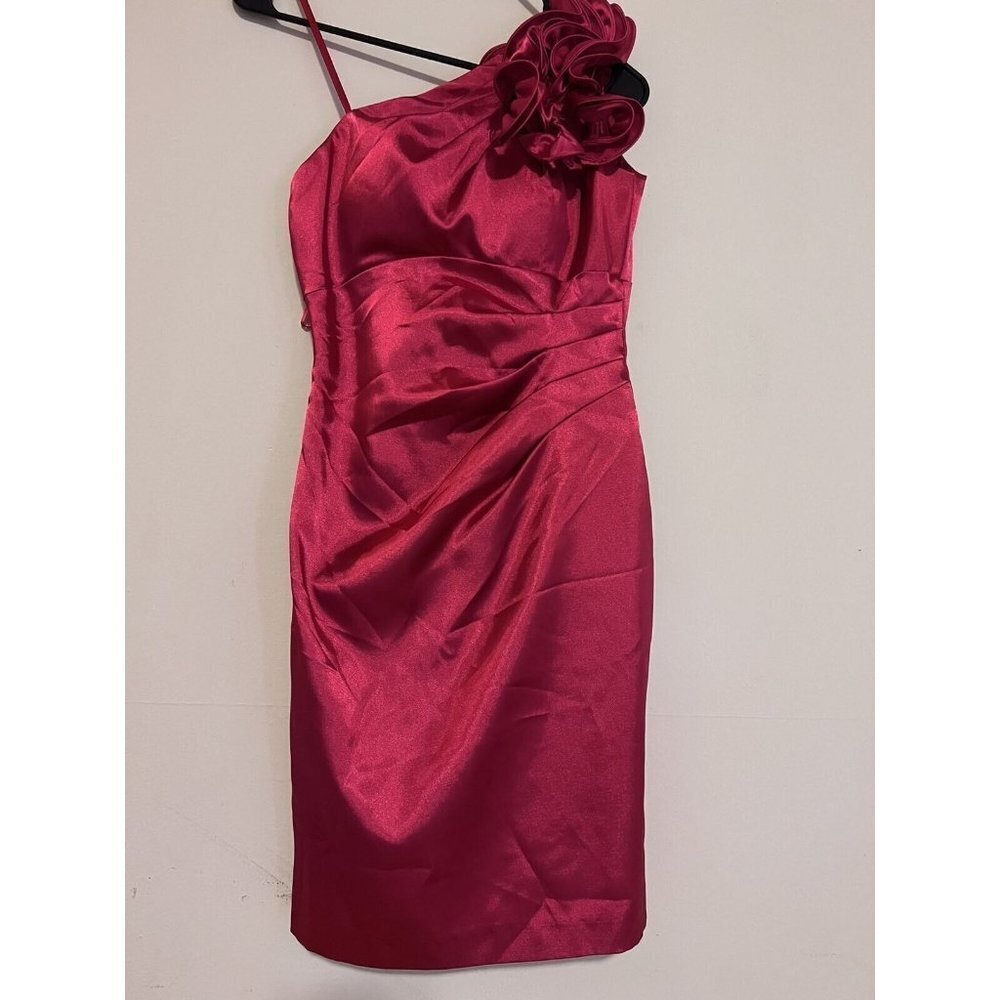Hailey Logan By Adrianne Panel evening classic satin dress of red color Size 5/6
